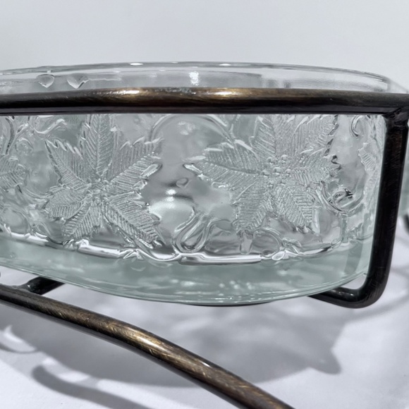 Princess House Fantasia Crystal Chip & Dip Server w/Metal Caddy 6 piece set - Picture 3 of 6